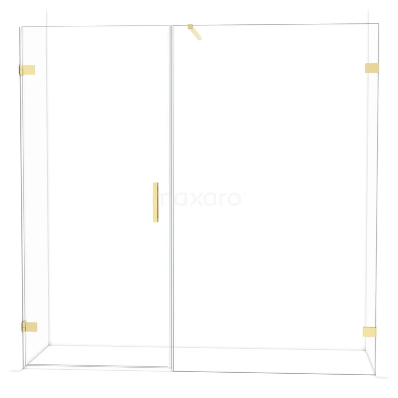 Diamond Douchedeur | 205 cm Glanzend lichtgoud Helder glas Draaideur DDC220912120GLG