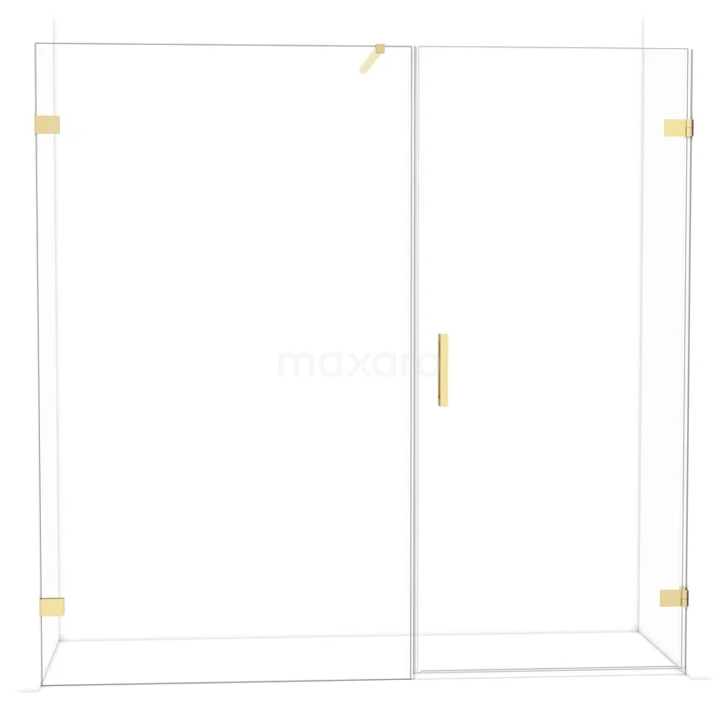 Diamond Shower door | 205 cm Glanzend lichtgoud Clear glass Pivot door DDC220912120GLG