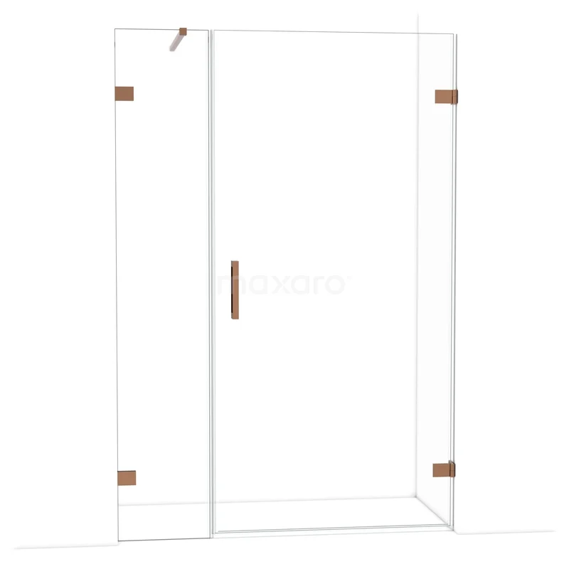 Diamant-Duschtüren DDC221004120GKP Glas Duschwand mit Drehtür, kupferfarbene Scharniere und Haltegriff, modernes Design für luxuriöse Badezimmergestaltung.