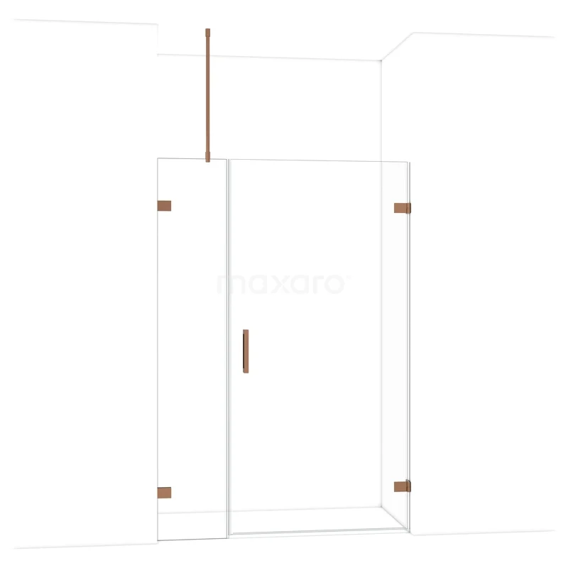 Diamant-Duschtüren DDC221004720GKP begehbare Dusche mit Nischentür, eckige Form, Klarglas, kupferne Akzente, perfekt für eine moderne Badezimmer Einrichtung.