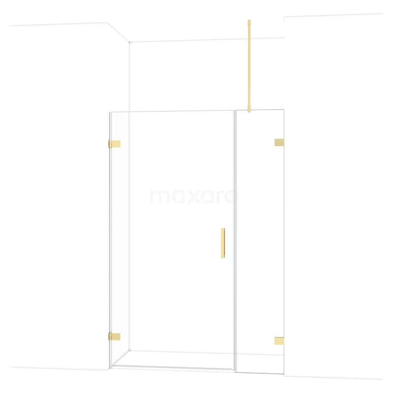 Diamond Douchedeur | 135 cm Glanzend lichtgoud Helder glas Draaideur DDC221004720GLG