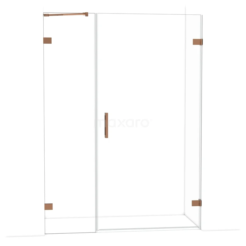 Diamond Shower door | 145 cm Glanzend koper Clear glass Pivot door DDC221005220GKP Glazen douchedeur met koperkleurige scharnieren en handvat, ideaal voor een stijlvolle moderne badkamer inrichting.