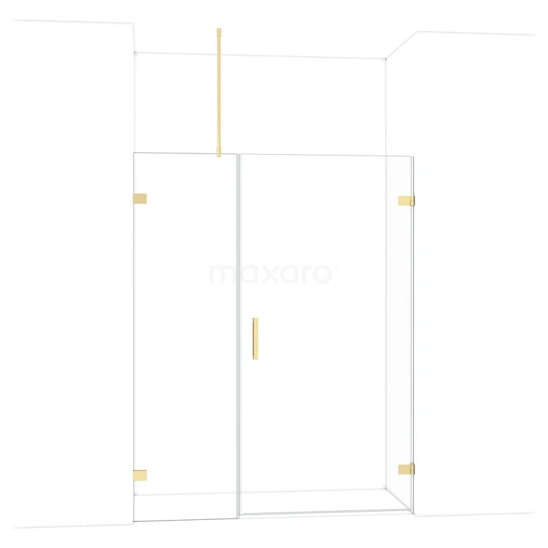 Diamond Douchedeur | 155 cm Glanzend lichtgoud Helder glas Draaideur DDC221006720GLG