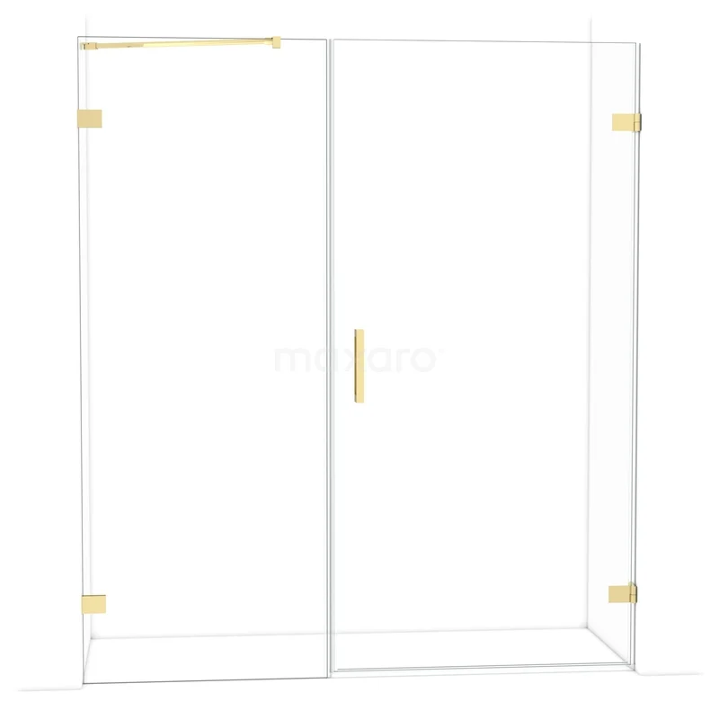 Diamond Douchedeur | 175 cm Glanzend lichtgoud Helder glas Draaideur DDC221008220GLG
