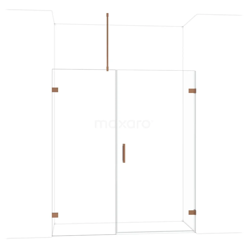 Diamond Douchedeur | 175 cm Glanzend koper Helder glas Draaideur DDC221008720GKP