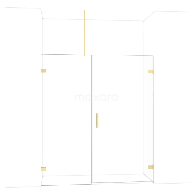 Diamond Douchedeur | 175 cm Glanzend lichtgoud Helder glas Draaideur DDC221008720GLG