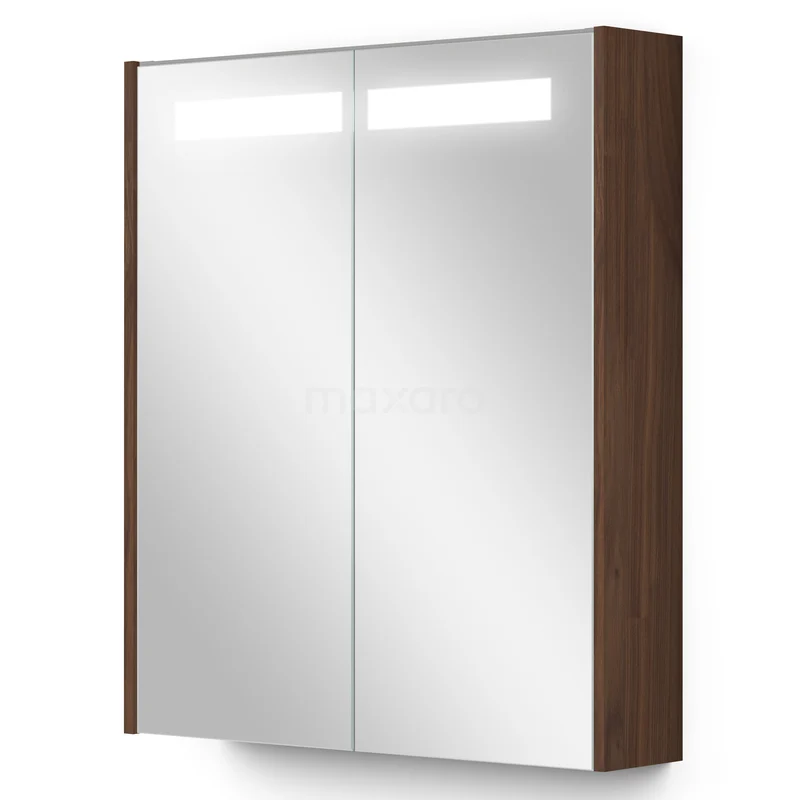 Spiegelschrank mit Beleuchtung Modulo 60x70 Nussbaum K99-0600-59008-45 Hölzerner Badezimmer Spiegelschrank mit doppelten Spiegeltüren, LED-Beleuchtung und modernem Finish.