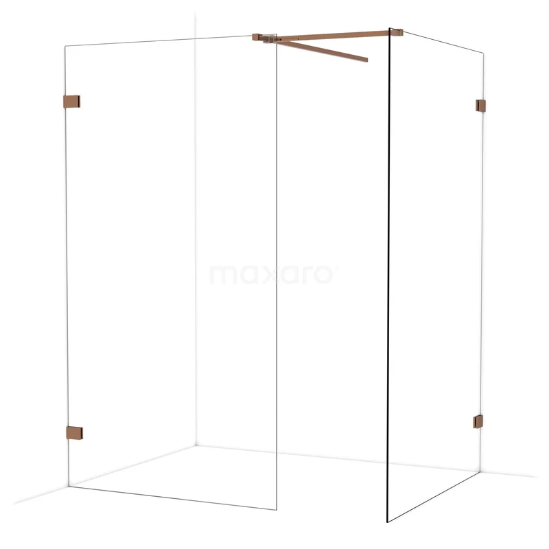 Diamond Inloopdouche | 120x110 cm Glanzend koper Helder glas 2 vaste wanden IDB1112520GKP