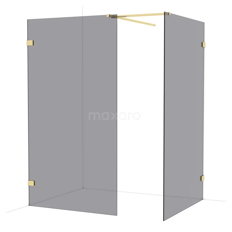 Diamond Walk-in shower | 120x110 cm Glanzend lichtgoud Smoke glass 2 fixed walls IDB1112521GLG