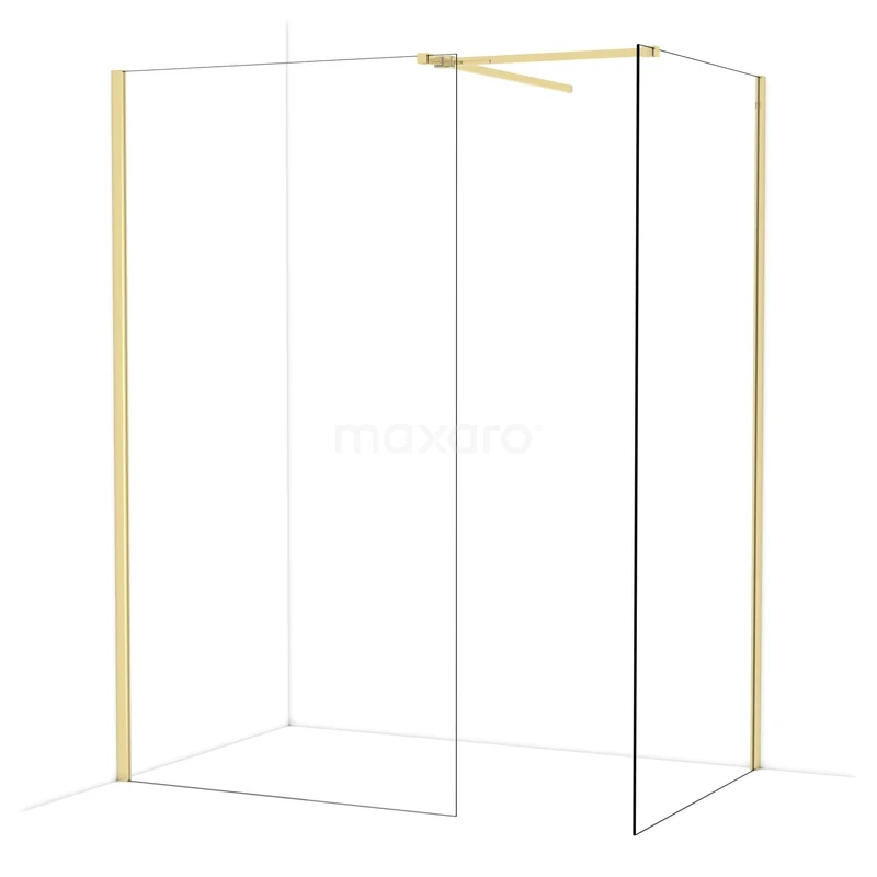 Diamond Walk-in shower | 110x100 cm Glanzend lichtgoud Clear glass 2 fixed walls IDB1110510GLG Diamond Walk-in shower | 110x100 cm Glanzend lichtgoud Clear glass 2 fixed walls IDB1110510GLG