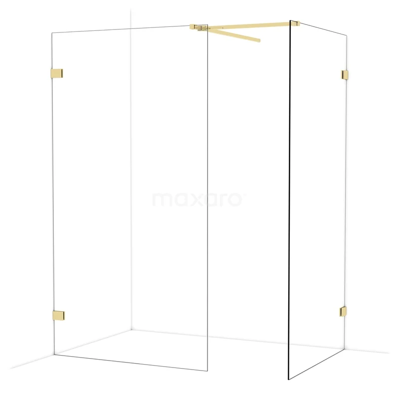 Diamond Walk-in shower | 110x100 cm Glanzend lichtgoud Clear glass 2 fixed walls IDB1110520GLG Diamond Walk-in shower | 110x100 cm Glanzend lichtgoud Clear glass 2 fixed walls IDB1110520GLG