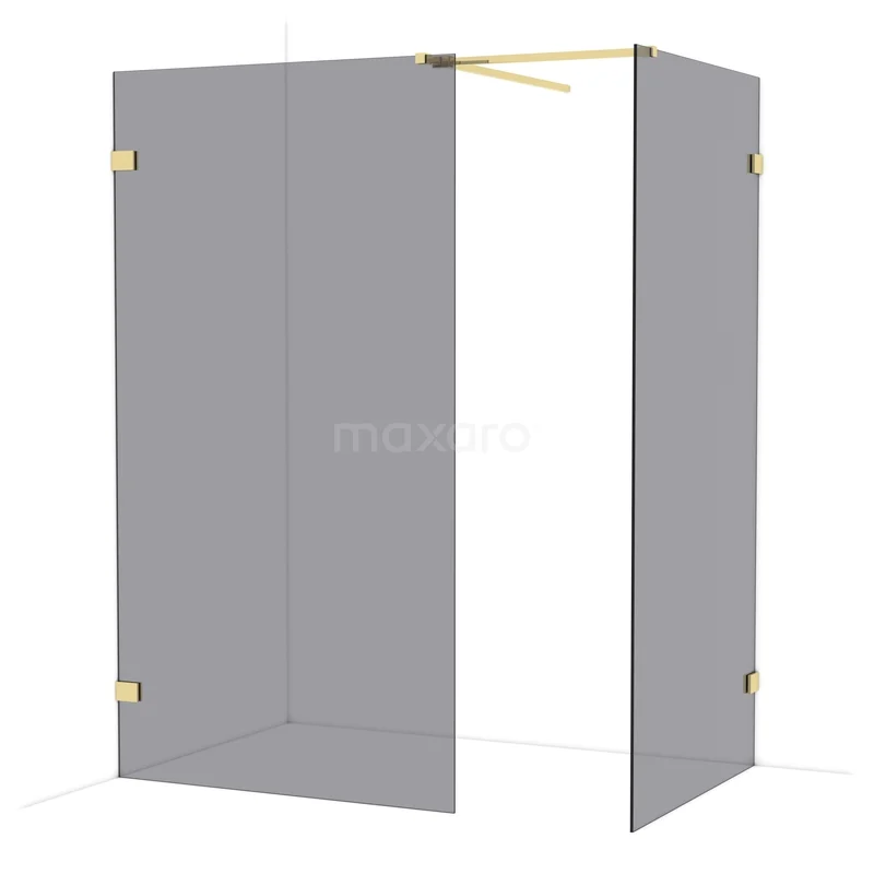 Diamond Walk-in shower | 110x100 cm Glanzend lichtgoud Smoke glass 2 fixed walls IDB1110521GLG Diamond Walk-in shower | 110x100 cm Glanzend lichtgoud Smoke glass 2 fixed walls IDB1110521GLG
