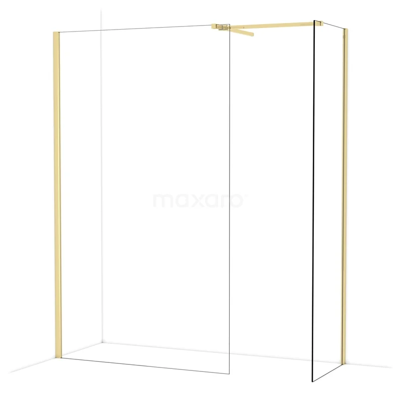 Diamond Inloopdouche | 120x60 cm Glanzend lichtgoud Helder glas 2 vaste wanden IDB1206510GLG