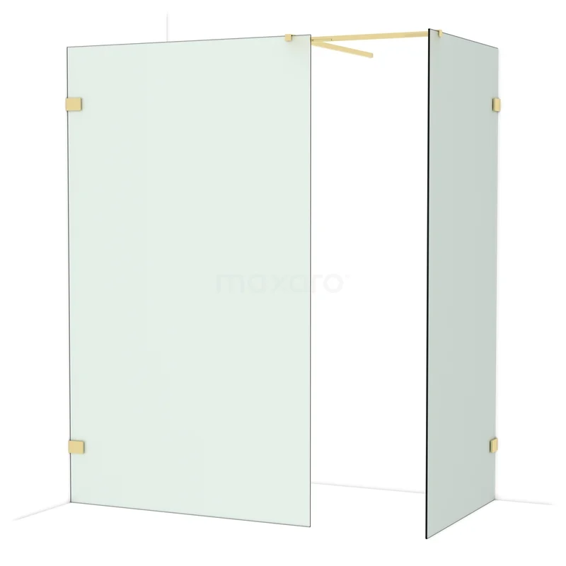 Begehbare Duschen IDB1209527GLG Glasene Duschwand mit goldfarbenen Scharnieren, minimalistisches Design, ideal für stilvolle Bäder.