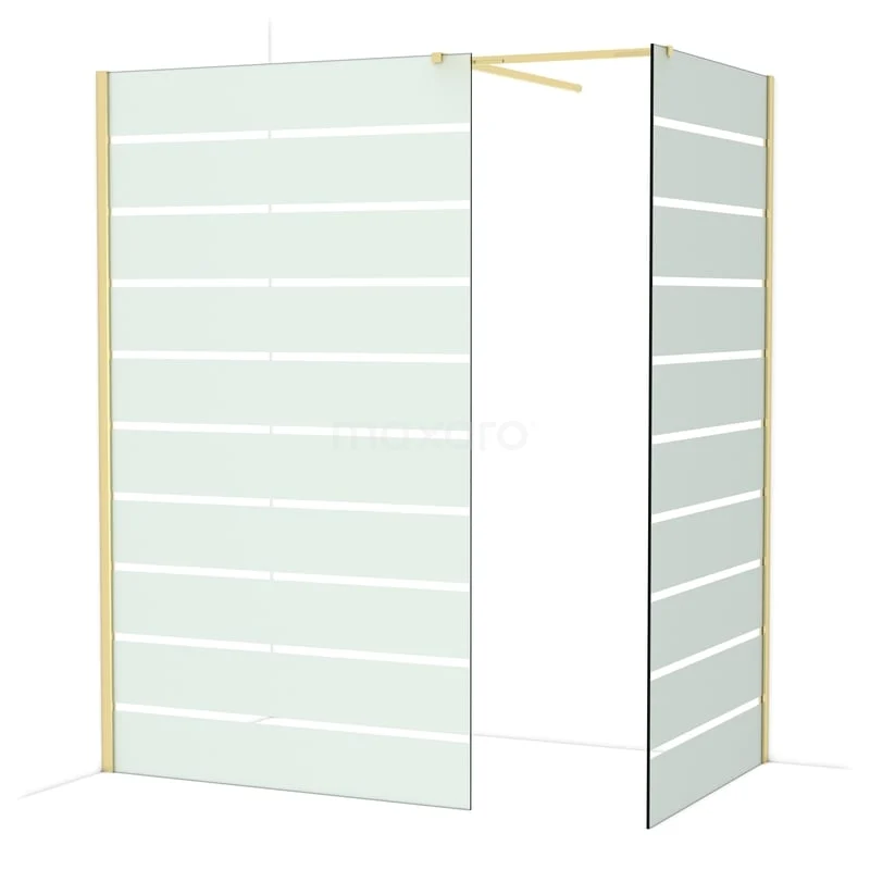 Diamond Inloopdouche | 120x100 cm Glanzend lichtgoud Helder met matte strepen 2 vaste wanden IDB1210516GLG Diamond Inloopdouche | 120x100 cm Glanzend lichtgoud Helder met matte strepen 2 vaste wanden IDB1210516GLG
