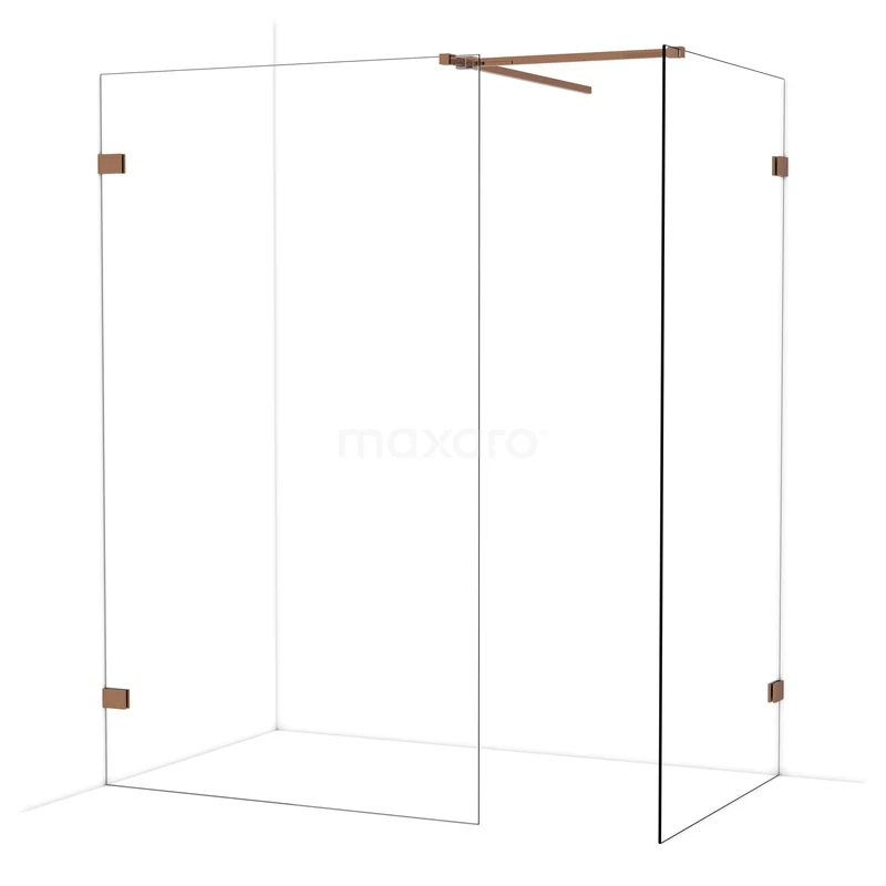Diamond Walk-in shower | 120x100 cm Glanzend koper Clear glass 2 fixed walls IDB1210520GKP Diamond Walk-in shower | 120x100 cm Glanzend koper Clear glass 2 fixed walls IDB1210520GKP