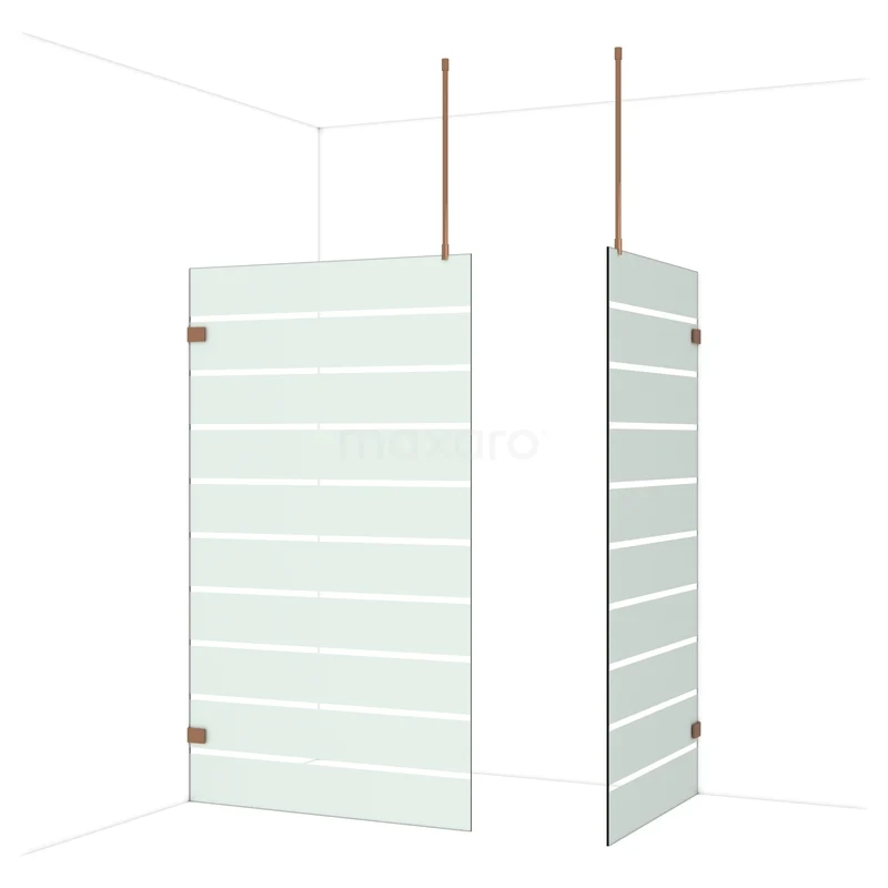 Diamond Walk-in shower | 120x100 cm Glanzend koper Clear with matt stripes 2 fixed walls IDB1210926GKP Diamond Walk-in shower | 120x100 cm Glanzend koper Clear with matt stripes 2 fixed walls IDB1210926GKP