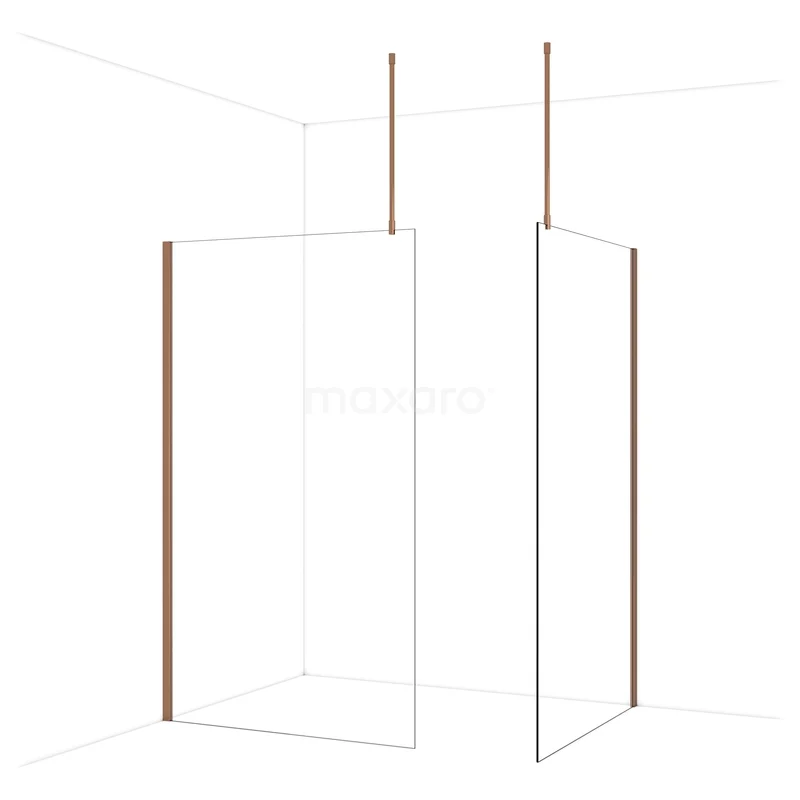 Diamond Walk-in shower | 120x120 cm Glanzend koper Clear glass 2 fixed walls IDB1212910GKP Diamond Walk-in shower | 120x120 cm Glanzend koper Clear glass 2 fixed walls IDB1212910GKP