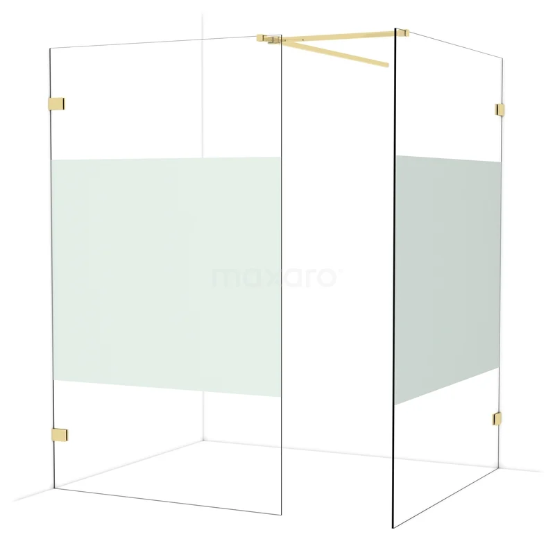 Begehbare Duschen IDB1214523GLG Glas Duschwand mit matten Gold Details, transparent mit mattem Glasfläche, perfekt für einen stilvollen Badezimmer.