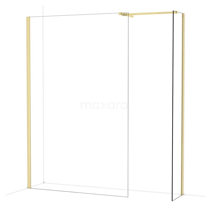 Begehbare Duschen IDB1304510GLG Goldfarbene Glas-Duschwand, minimalistisches Design, ideal für moderne Bäder.