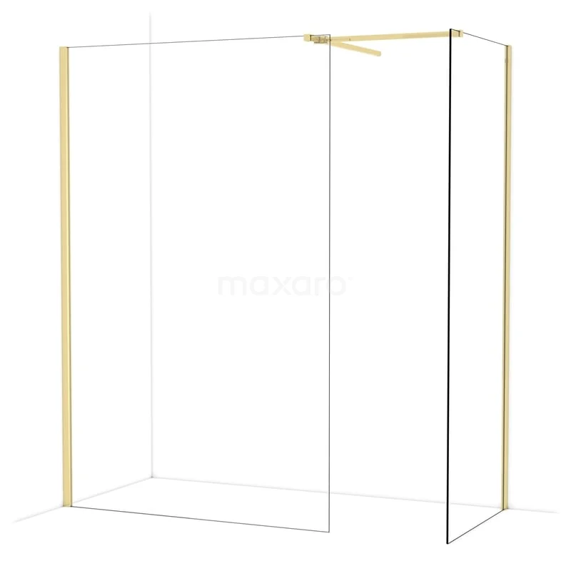 Diamond Inloopdouche | 130x80 cm Glanzend lichtgoud Helder glas 2 vaste wanden IDB1308510GLG