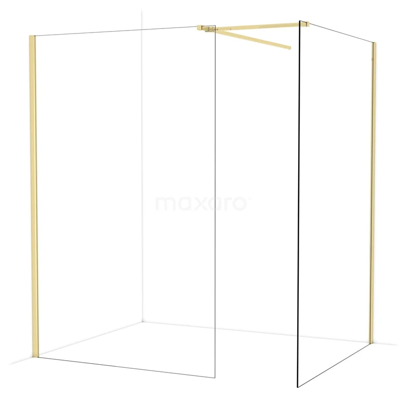 Begehbare Duschen IDB1314510GLG Goldene Aluminium-Duschwand mit minimalistischem Design, perfekt für einen modernen Badezimmerstil.