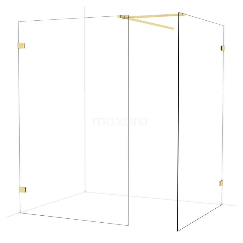 Diamond Inloopdouche | 140x130 cm Glanzend lichtgoud Helder glas 2 vaste wanden IDB1314520GLG Diamond Inloopdouche | 140x130 cm Glanzend lichtgoud Helder glas 2 vaste wanden IDB1314520GLG