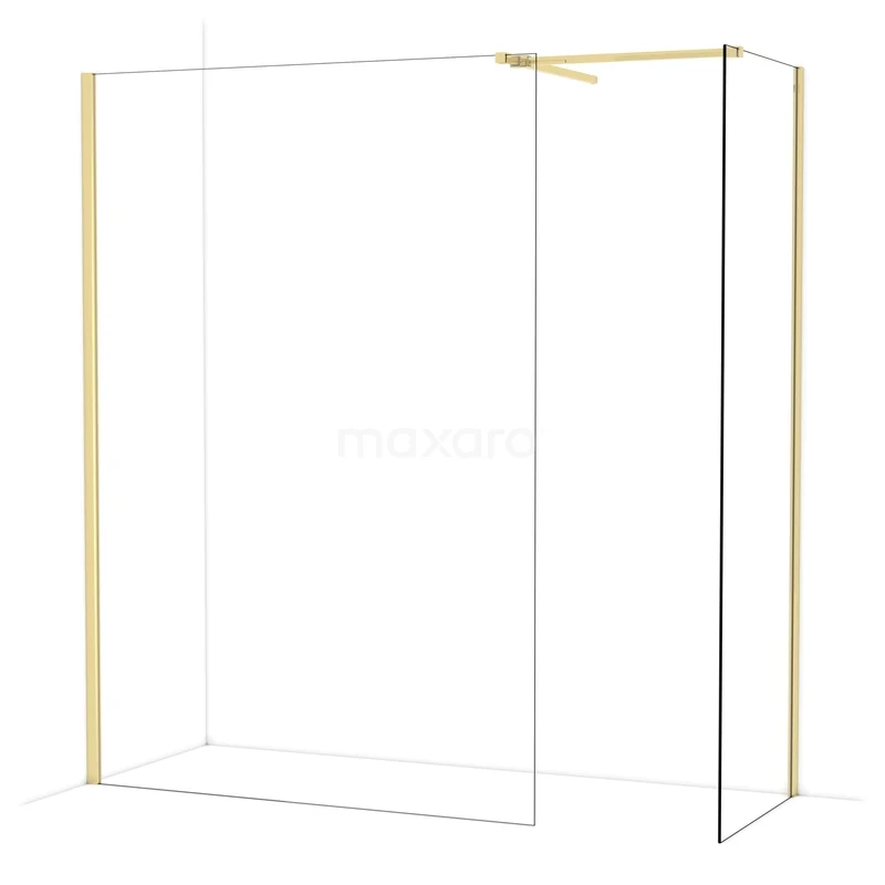 Diamond Walk-in shower | 140x70 cm Glanzend lichtgoud Clear glass 2 fixed walls IDB1407510GLG Diamond Walk-in shower | 140x70 cm Glanzend lichtgoud Clear glass 2 fixed walls IDB1407510GLG