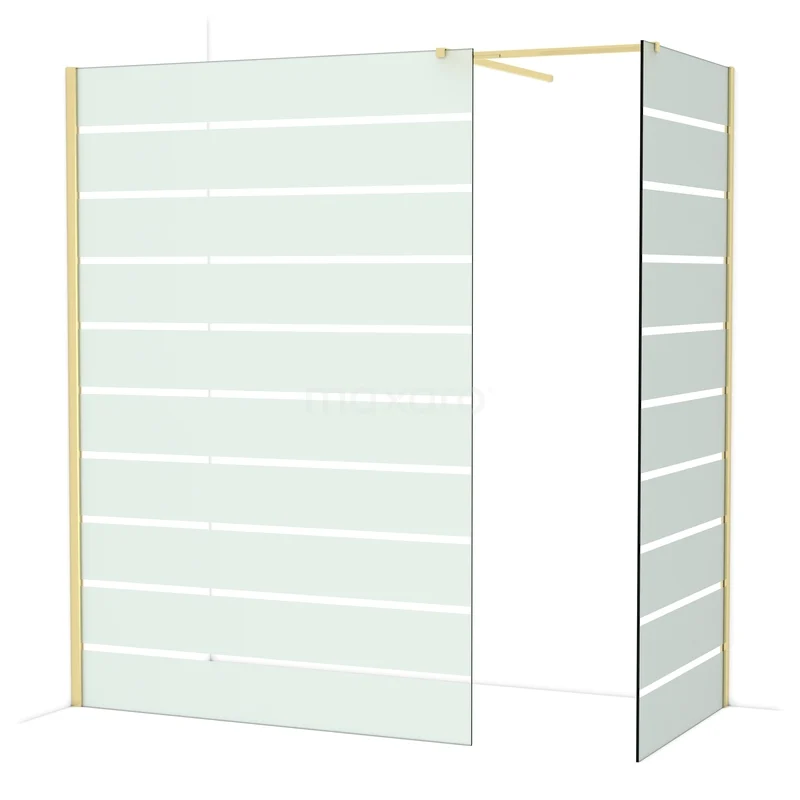 Diamond Walk-in shower | 140x90 cm Glanzend lichtgoud Clear with matt stripes 2 fixed walls IDB1409516GLG Diamond Walk-in shower | 140x90 cm Glanzend lichtgoud Clear with matt stripes 2 fixed walls IDB1409516GLG