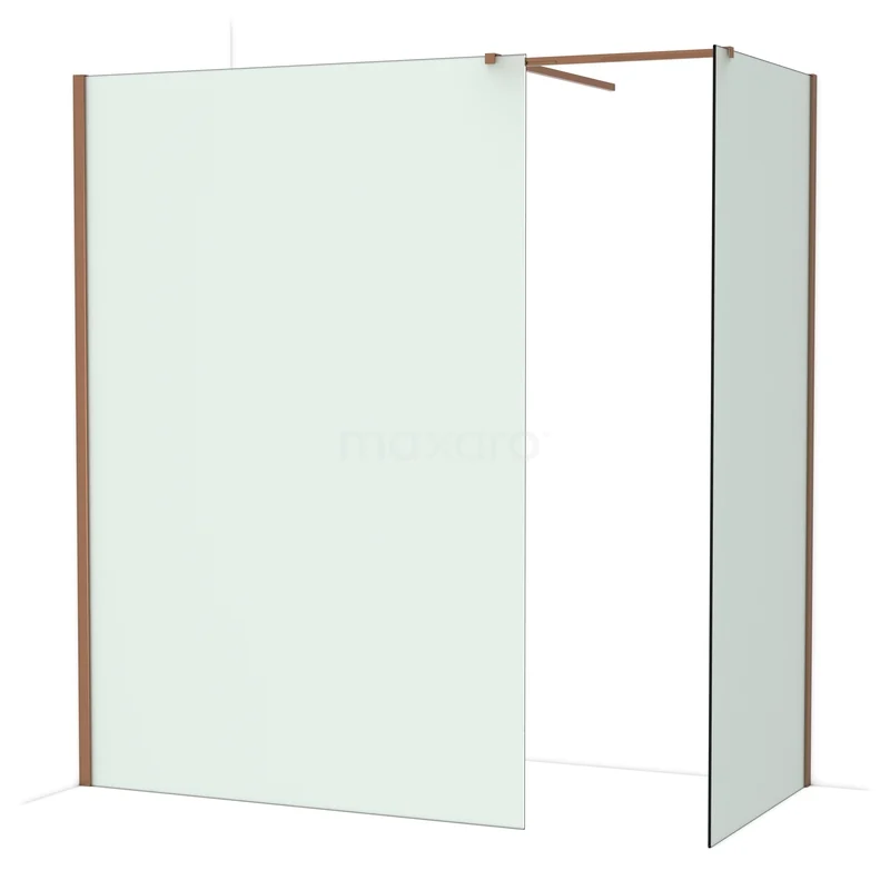 Diamond Inloopdouche | 140x90 cm Glanzend koper Matglas 2 vaste wanden IDB1409517GKP Diamond Inloopdouche | 140x90 cm Glanzend koper Matglas 2 vaste wanden IDB1409517GKP