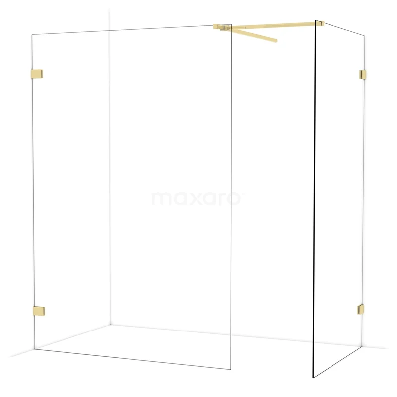 Diamond Inloopdouche | 140x100 cm Glanzend lichtgoud Helder glas 2 vaste wanden IDB1410520GLG Diamond Inloopdouche | 140x100 cm Glanzend lichtgoud Helder glas 2 vaste wanden IDB1410520GLG