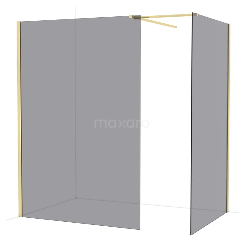 Diamond Inloopdouche | 140x120 cm Glanzend lichtgoud Rookglas 2 vaste wanden IDB1412511GLG Diamond Inloopdouche | 140x120 cm Glanzend lichtgoud Rookglas 2 vaste wanden IDB1412511GLG
