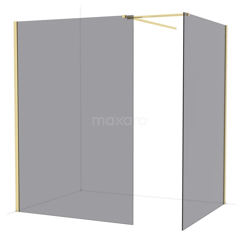 Diamond Walk-in shower | 140x140 cm Glanzend lichtgoud Smoke glass 2 fixed walls IDB1414511GLG Diamond Walk-in shower | 140x140 cm Glanzend lichtgoud Smoke glass 2 fixed walls IDB1414511GLG
