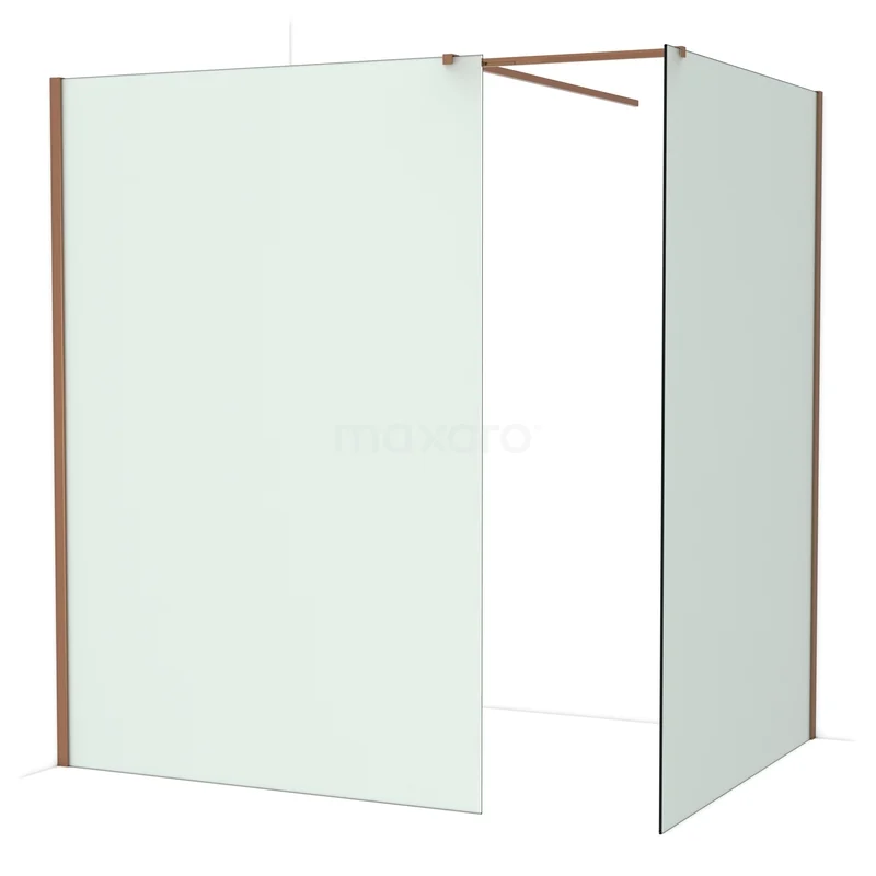 Diamond Inloopdouche | 140x140 cm Glanzend koper Matglas 2 vaste wanden IDB1414517GKP