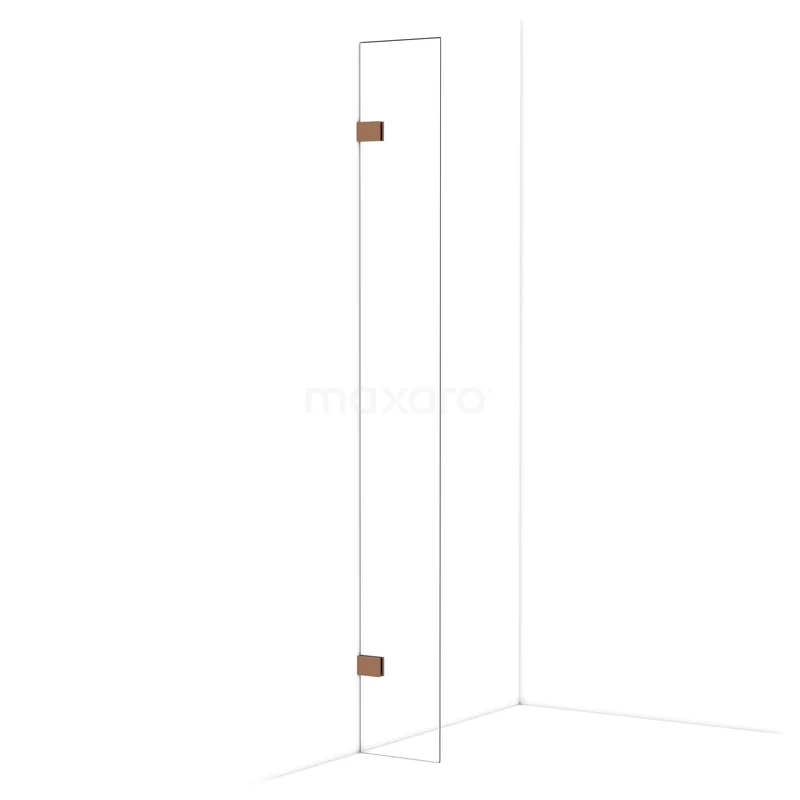 Diamond Walk-in shower | 30 cm Glanzend koper Clear glass Fixed wall IDA03020GKP