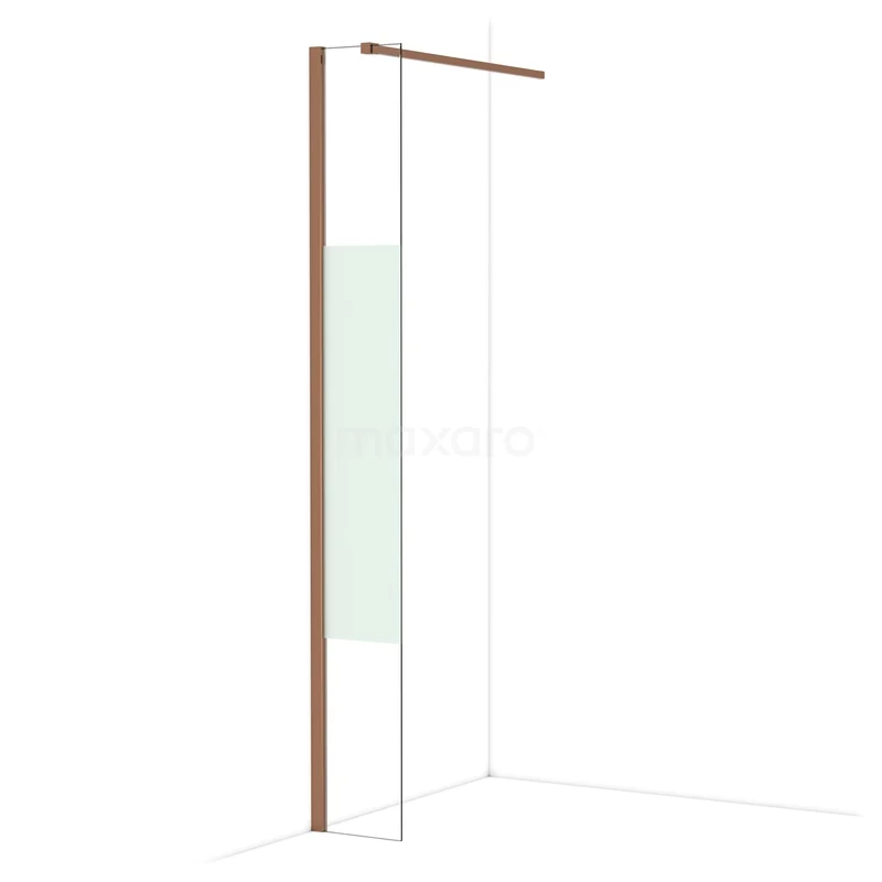 Diamond Inloopdouche | 30 cm Glanzend koper Helder met matte strook Vaste wand IDA03113GKP