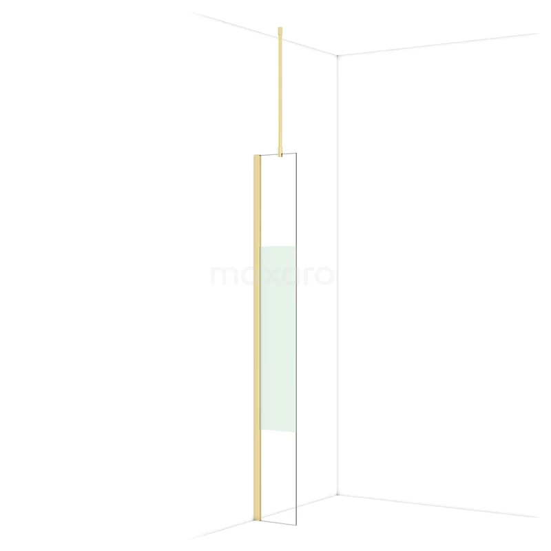 Diamond Walk-in shower | 30 cm Glanzend lichtgoud Clear with matt strip Fixed wall IDA03713GLG