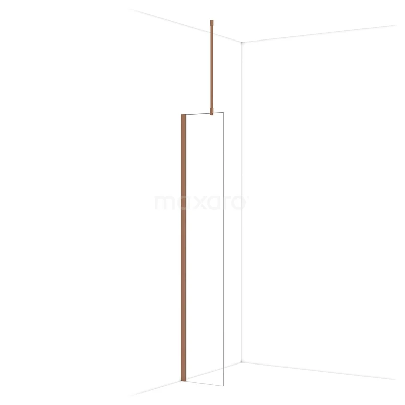 Diamond Walk-in shower | 40 cm Shiny copper Clear glass Fixed wall IDA04710GKP Douchewand met mat goud frame, minimalistisch design, transparant glas, ideaal voor een stijlvolle en moderne badkamer.