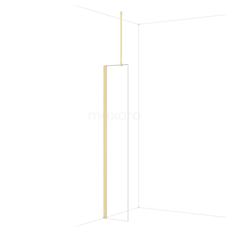 Diamond Walk-in shower | 40 cm Glossy light gold Clear glass Fixed wall IDA04710GLG Gouden inbouw doucheprofiel voor glazen douchewand, strak design geschikt voor moderne badkamers.