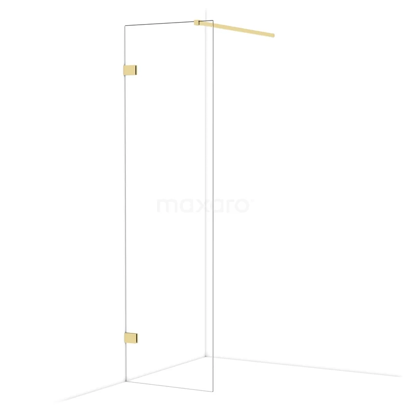 Diamant begehbare Dusche 60cm Kupfer glänzend Klarglas Festwand IDA06120GLG Glas Duschwand mit Goldakzenten, modernes Design und schlankem Rahmen, ideal für eine luxuriöse Badezimmergestaltung.