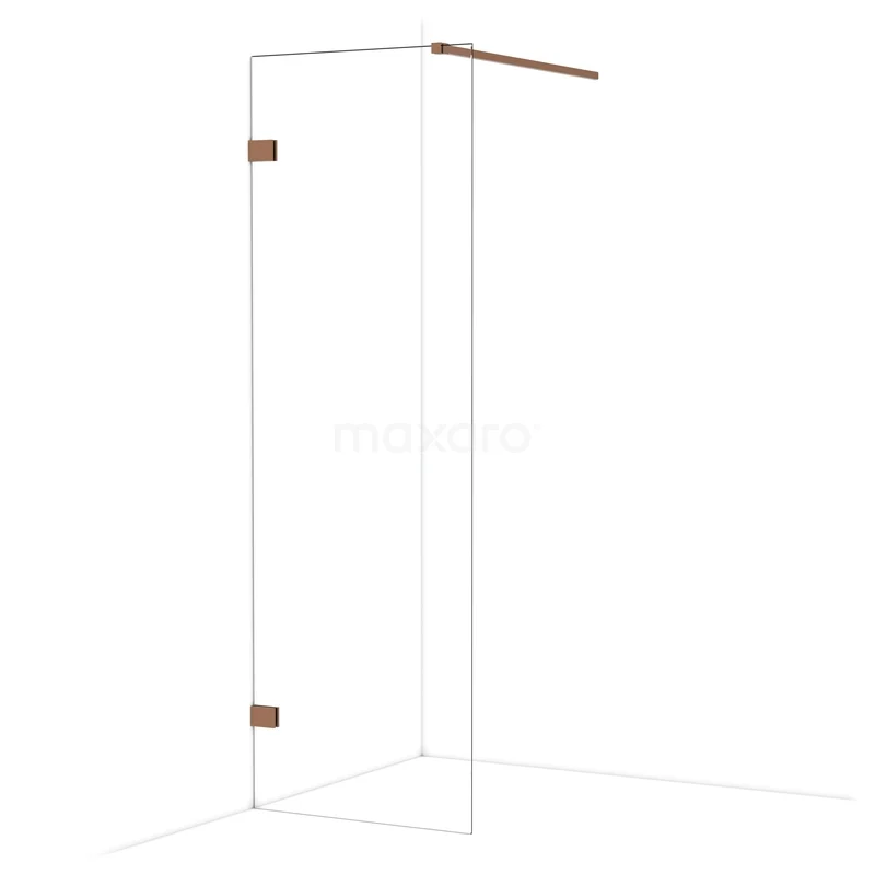 Diamant begehbare Dusche 70cm Kupfer glänzend Klarglas Festwand IDA07120GKP Duschwand aus Klarglas mit bronzenen Befestigungen, moderne Designserie, ideal für eine stilvolle Badezimmergestaltung.