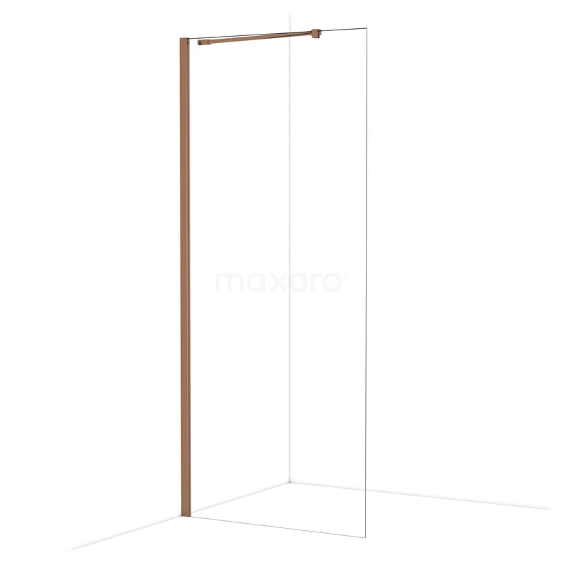 Diamond Walk-in shower | 90 cm Glanzend koper Clear glass Fixed wall IDA09210GKP