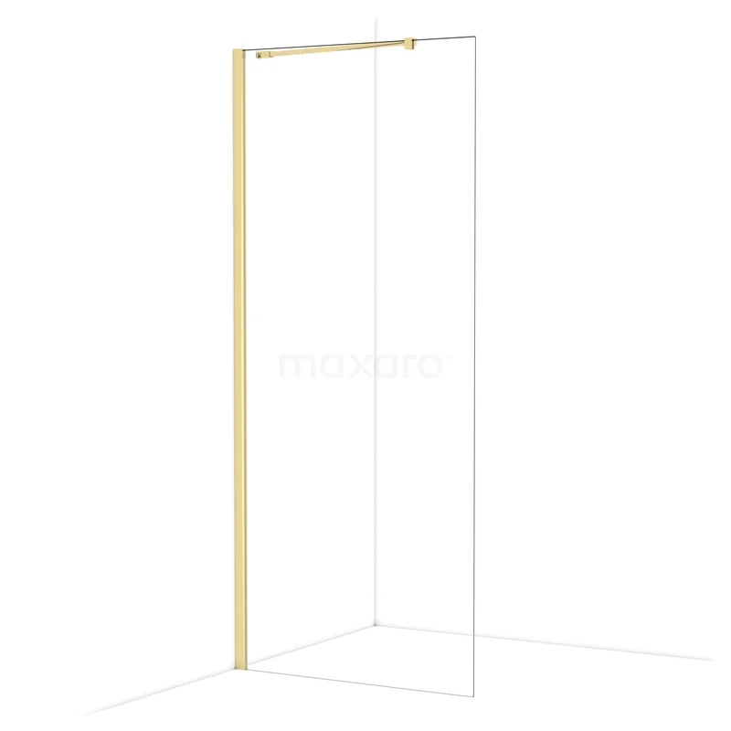 Diamond Walk-in shower | 90 cm Glanzend lichtgoud Clear glass Fixed wall IDA09210GLG