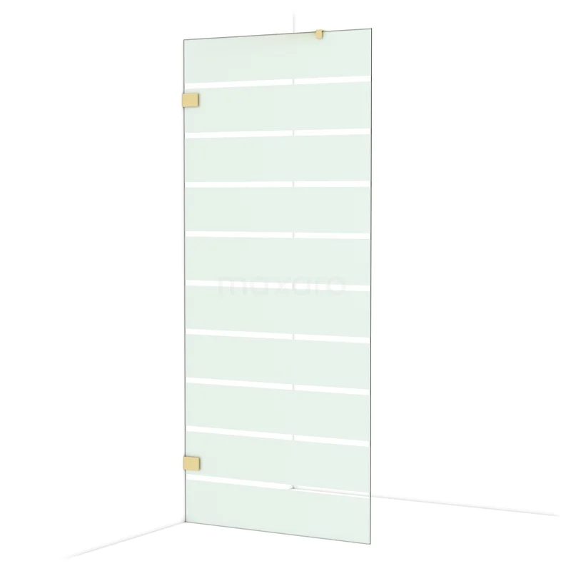 Diamond Inloopdouche | 90 cm Glanzend lichtgoud Helder met matte strepen Vaste wand IDA09226GLG