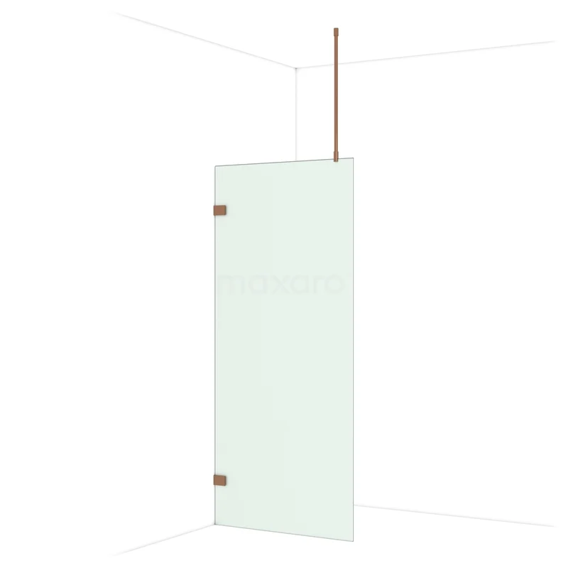 Diamond Walk-in shower | 90 cm Glanzend koper Frosted glass Fixed wall IDA09727GKP