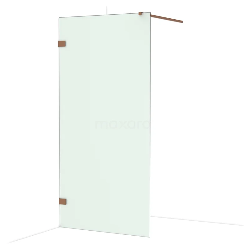 Diamant begehbare Dusche 100cm Kupfer glänzend mattiert Glas Festwand IDA10127GKP Glas Duschwand mit Klarglas und Metall Scharnieren, ideal für eine moderne Badezimmergestaltung.