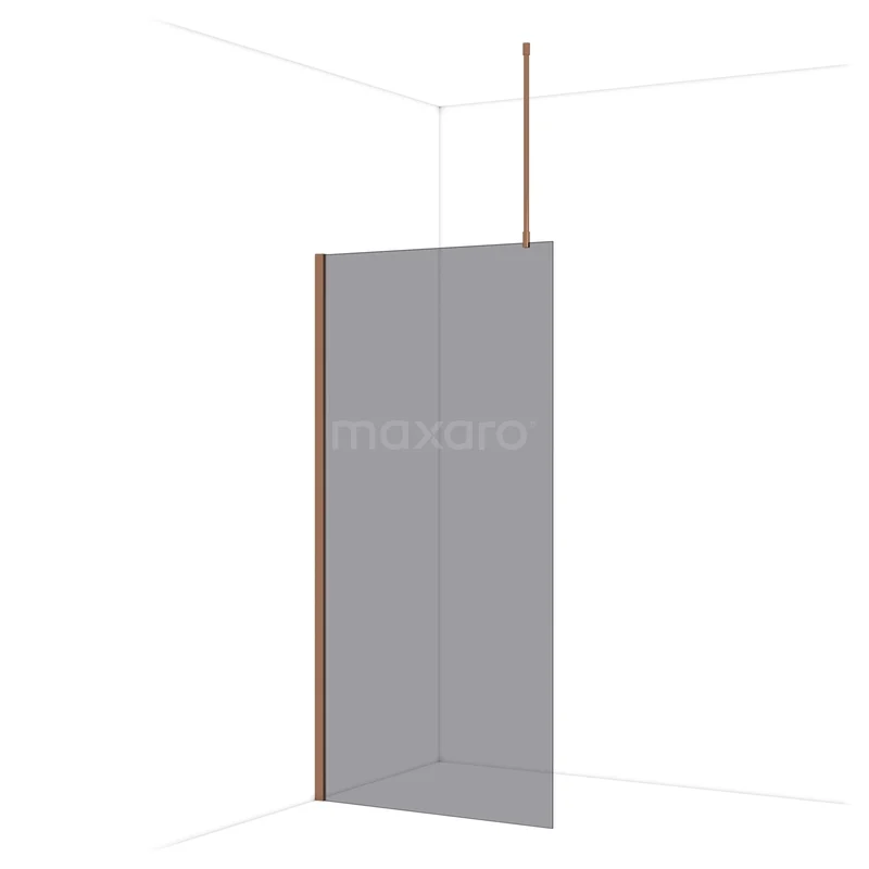Diamond Inloopdouche | 100 cm Glanzend koper Rookglas Vaste wand IDA10711GKP