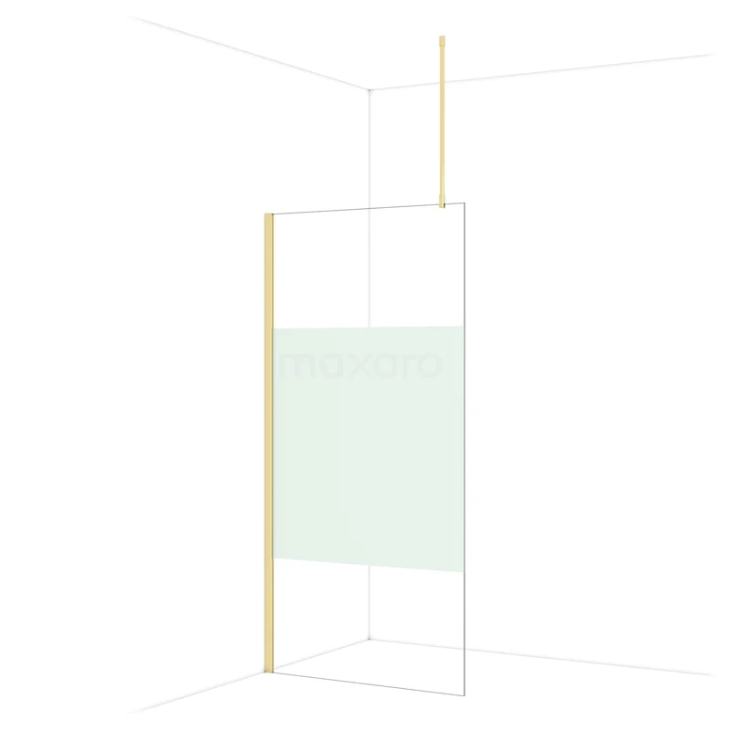 Diamond Walk-in shower | 100 cm Glanzend lichtgoud Clear with matt strip Fixed wall IDA10713GLG Diamond Walk-in shower | 100 cm Glanzend lichtgoud Clear with matt strip Fixed wall IDA10713GLG