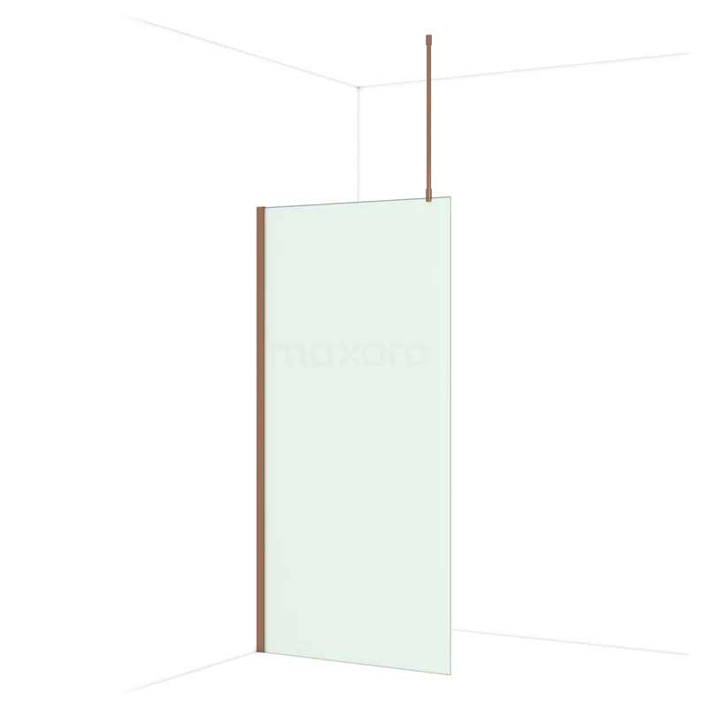 Diamond Walk-in shower | 100 cm Shiny copper Frosted glass Fixed wall IDA10717GKP Glazen douchewand met koperkleurig profiel, minimalistisch design, geschikt voor moderne badkamers, serie LuxeLine.