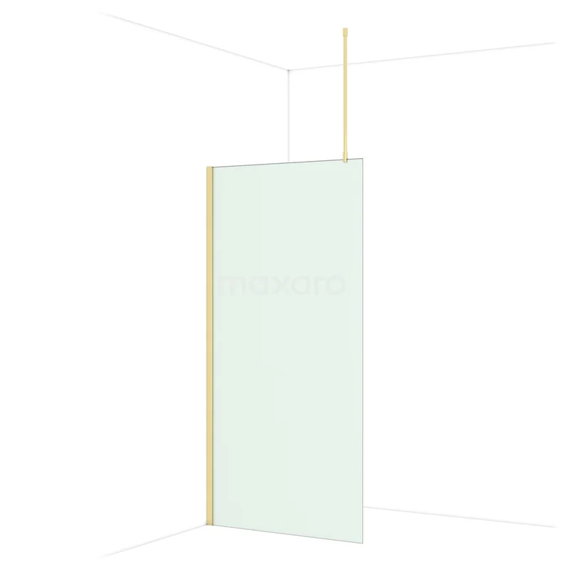 Diamond Walk-in shower | 100 cm Glossy light gold Frosted glass Fixed wall IDA10717GLG Matglazen douchewand met aluminium profiel, geschikt voor moderne badkamers. Perfect voor een stijlvolle en minimalistische look.